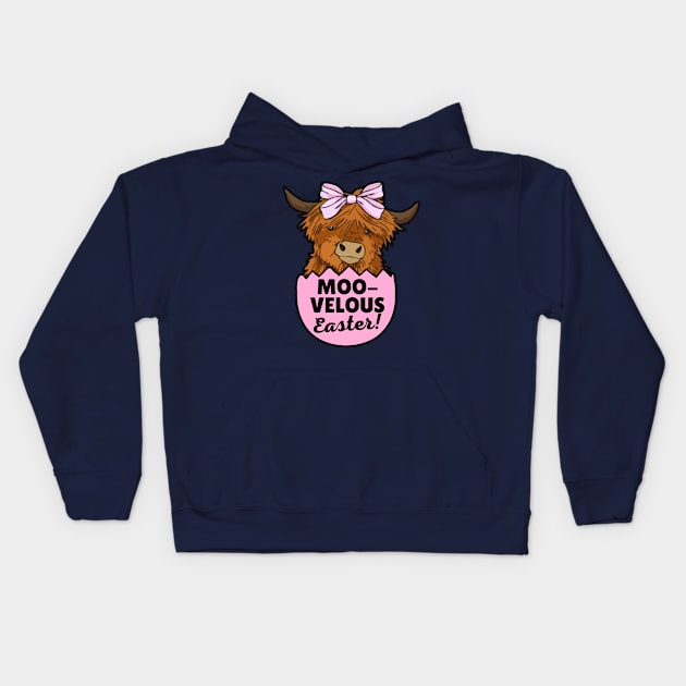 Easter Cow Kids Hoodie by Illustradise